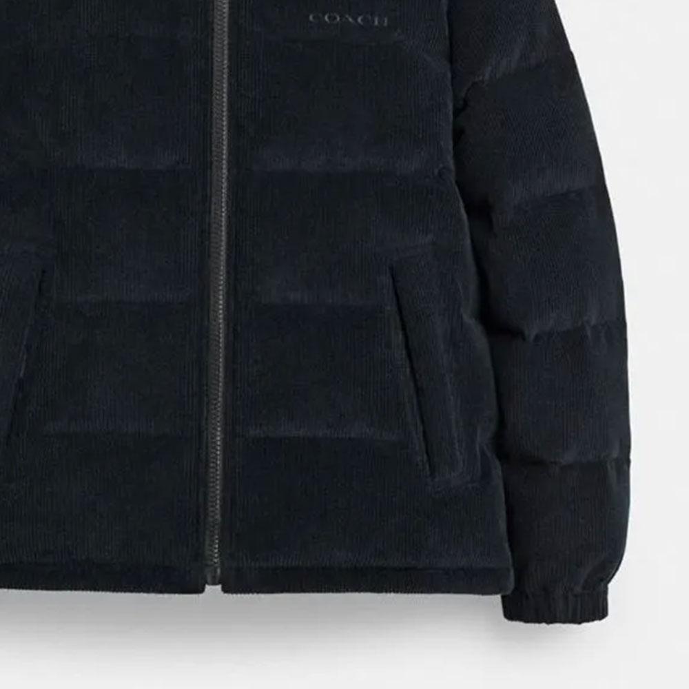 Coach FW24 Solid Color Letter Print Zipper Stand Collar Long Sleeve Down Jacket Men outerwear Black CT737-BLK