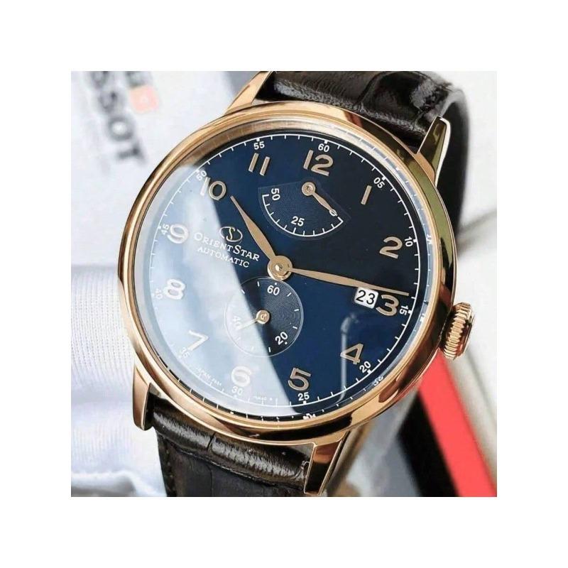 Classic Automatic Mechanical Watch, Genuine Leather Strap, Blue Dial, Men's Watch, Item Number: RE-AW0005L00B
