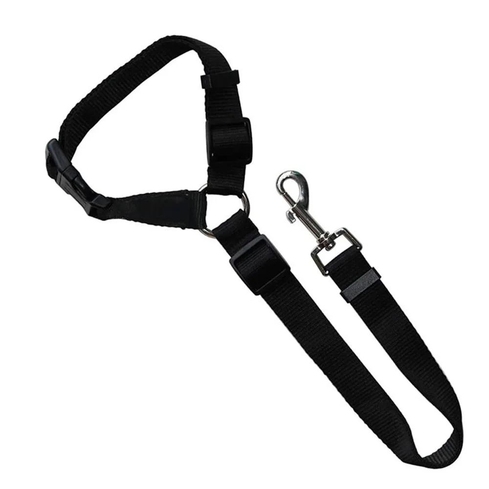 

Pet Cat Dog Safety Seat Belt Strap Car Headrest Restraint Adjustable Nylon Dog Restraints Vehicle Seatbelts Harness Ideal for Big Dogs High Quality чорний