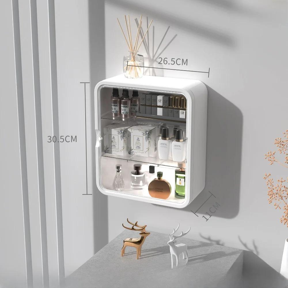 

Полка для хранения косметики, настенная полка для ванной комнаты, ящик для хранения духов в ванной комнате, органайзер для ванной без гвоздей белый