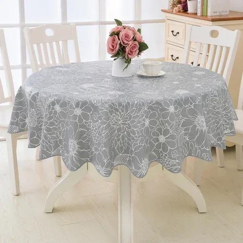 2 Meter Lace Edge Circular Coffee Table Mat PVC Circular Tablecloth Waterproof Anti Scald Anti Oil Wash Free Cloth