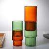 Household Glass Stacking Cup, Thickened Colored Borosilicate Glass Coffee Cup Breakfast Milk Cup Tea Cup Household