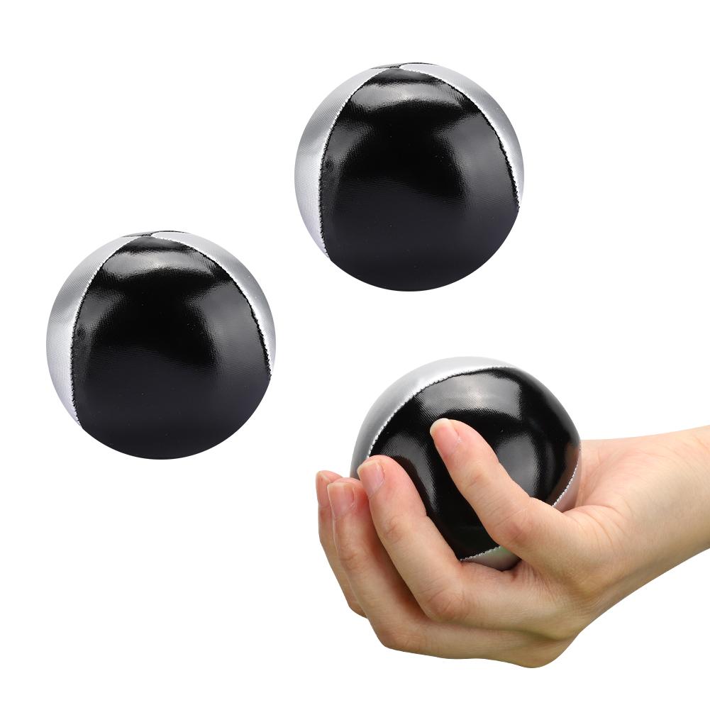 3 Stück Silber Schwarz PU Leder Indoor Freizeit Tragbarer Jonglierball Performance Requisiten