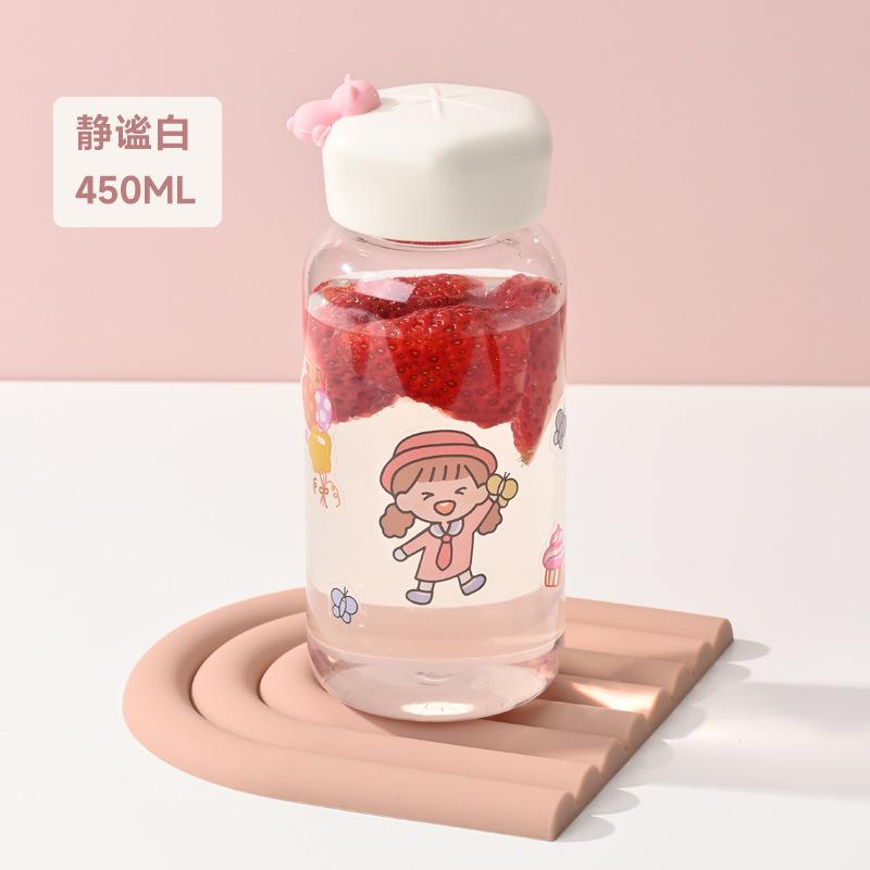 Water bottle cartoon fruit plastic cup sealed leak-proof with handle water cup high value student outdoor portable gift cup