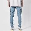 Męskie Jeansowe Spodnie Cargo Kieszonkowe Slim Fit wyprzedaż ubrań