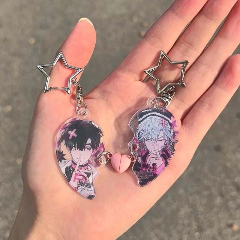 Anime ALIEN STAGE IVAN TILL Portachiavi Cosplay Unisex Magnete a Cuore in Acrilico Portachiavi 2 Pezzi/set Portachiavi Accessori Borsa Regalo