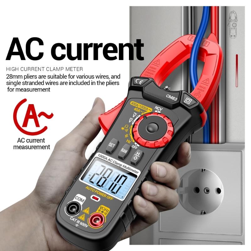 Portable Digital Clamp Multimeter with Large Screen Display High Accuracy Current Clamp Meter 6000A for Professional