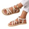 Women's Plus Size Casual Sandals Cross Strap Design Round Toe Open Back Flat Sole Comfortable Lightweight Summer Footwear