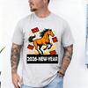 2026 New Year Horse Youth TShirt Crew Neck Short Sleeve Cotton Top All Seasons Casual Funny Outdoors Fashion Comfortable Tees