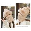 Winter Scarf Set Hooded for Women Plush Neck Warm Russia Outdoor Ski Windproof Hat Thick Plush Fluffy Beanies Cycling Cap
