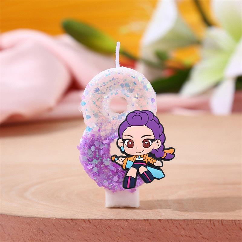 New Kpop Anime Demon Hunters Theme 3D Digital Candle Birthday Cake Decoration Number 0-9 Candle Kids Party Accessory Supply Gift