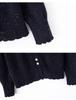 Women's Sweet Style Dot Yarn Round Neck Cashmere Cardigan with Lace Trim