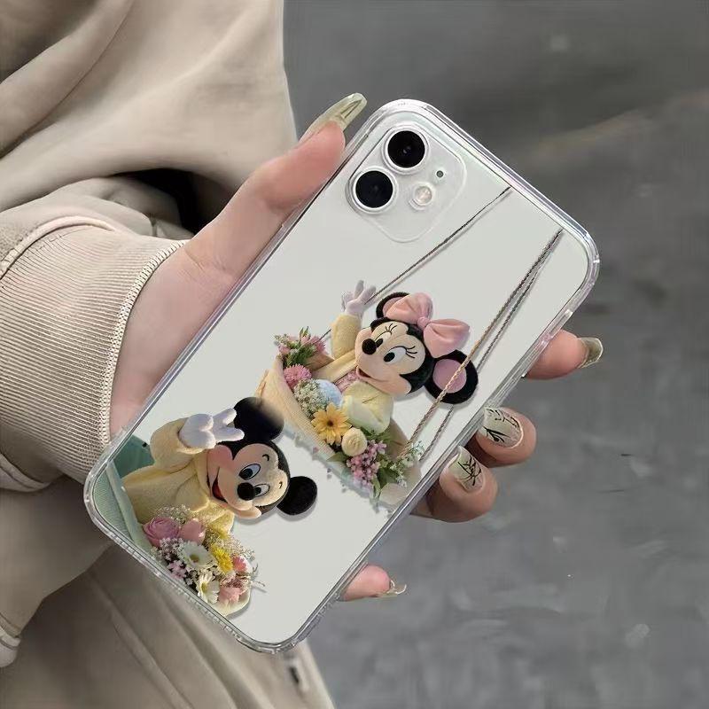 

Mickey & Minnie Fresh Flowers Cartoon Phone Case for iPhone 14-17 Promax, Cute and Soft iPhone 16 Plus