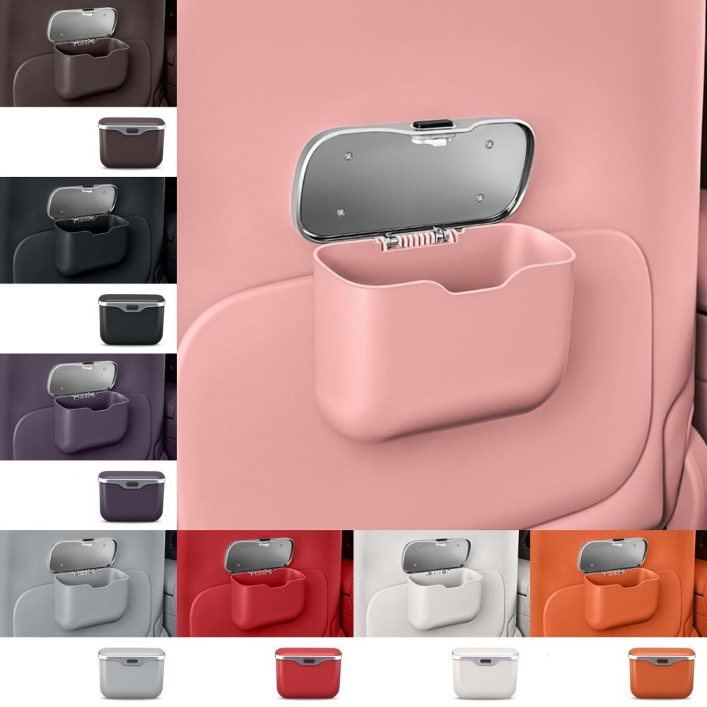 Leak-proof Car Trash Can with Lid Button Multi-functional Organizer Box  for Wet and Dry Use