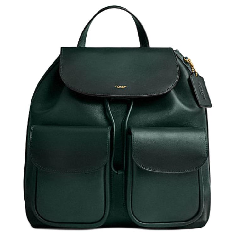 Coach Zaino in Pelle con Chiusura a Coulisse e Bottone Magnetico Logo del Marchio Crosby 28 Grande Zaino da Donna Verde Giungla CW619-B4FOR