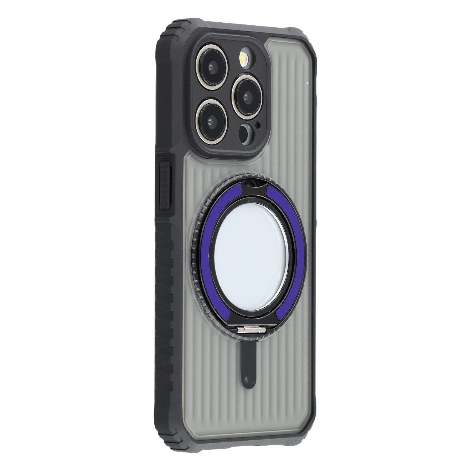 

Магнитный чехол для iPhone 15 Pro с подставкой PC+TPU Задняя крышка для телефона Dark Purple