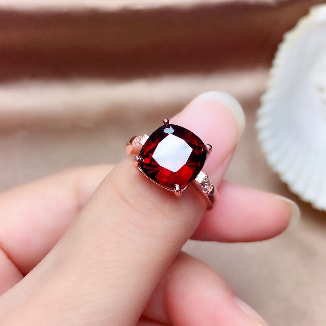 Pigeon Blood Red Simulated Garnet Open Ring with Brilliant Fire adjustable open band