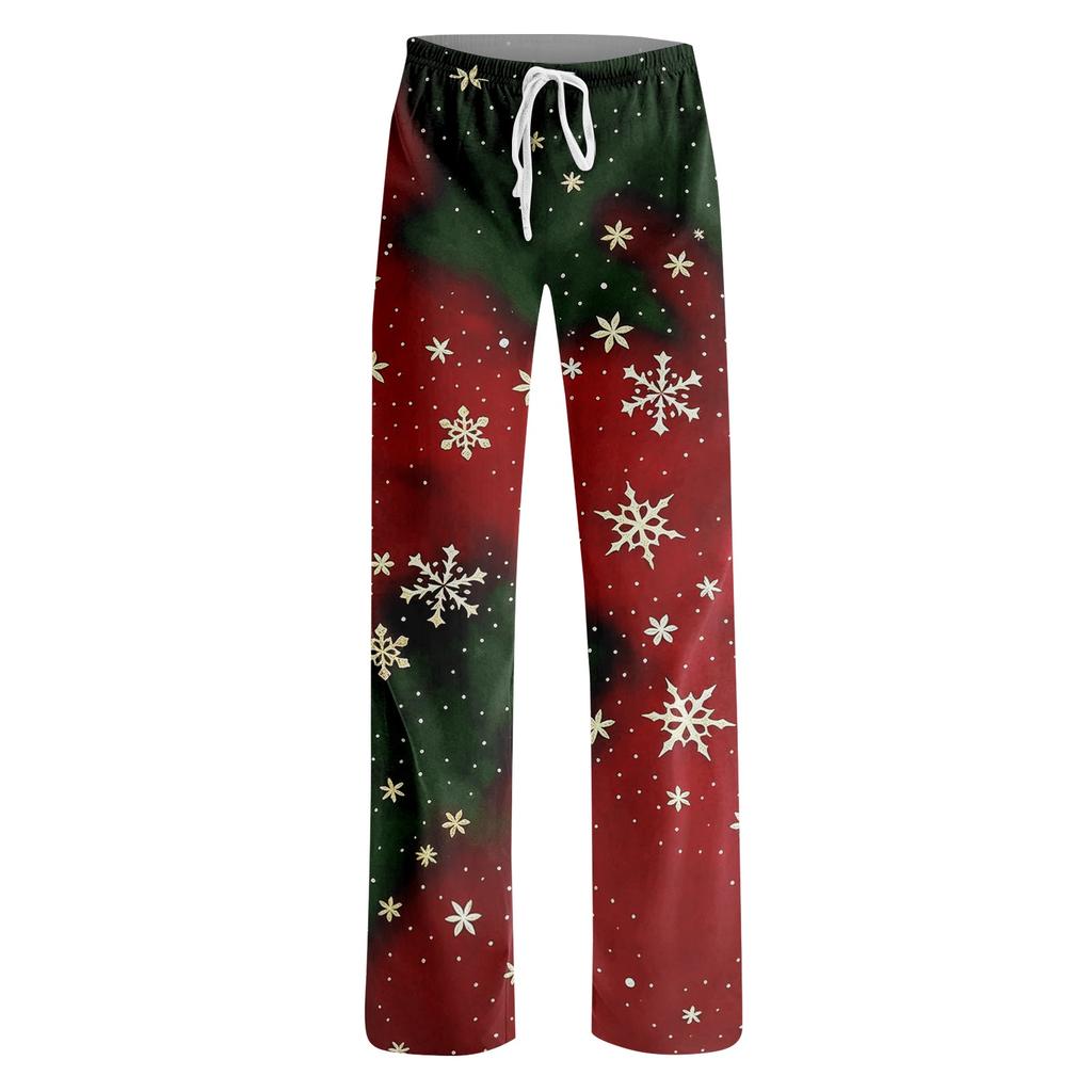Women's Christmas Print Pants Casual Pants No Pockets