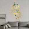 Large Peacock Iron Wall Clock,Gold Blue Art Wall Clocks 80*120cm Wall-mounted for Kitchen,Dining Room