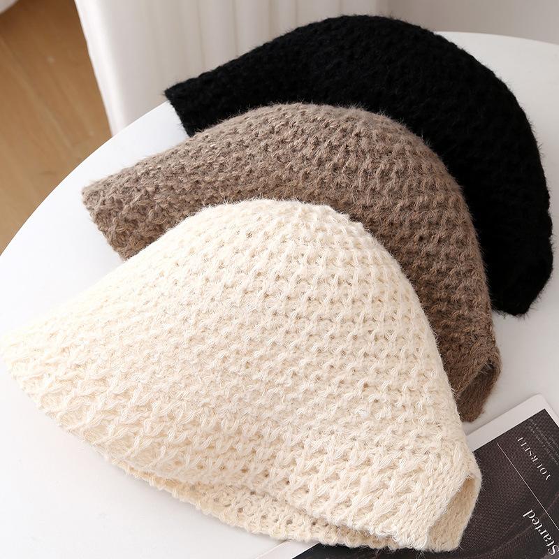 New simple version knitted hat basin hat bucket hat adult women's hat autumn, winter and autumn sunshade sun protection hat versatile hat