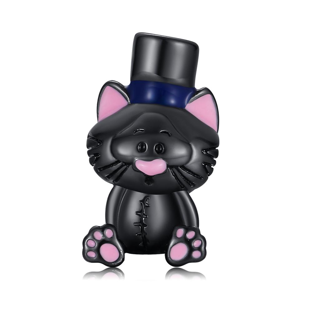 Black Gothic Style Halloween Cat Dangle Charms Fit Copper Original Bracelet For Jewelry Making Charms For Bracelets