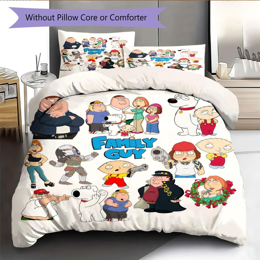 Family Guy Poster Pattern Bedding Home Decoration Birthday Gift ( 1 duvet cover + 2 pillowcase, without core),fan merchandise.