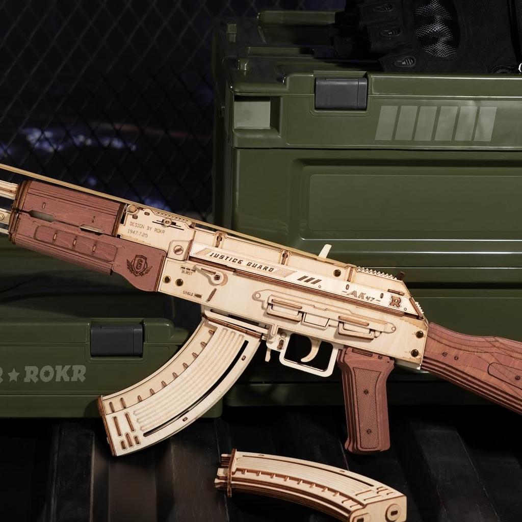 3D Flying Wooden Puzzle Rubber Band Gun Toy Gun Rubber Band Rifle with Japanese Instructions Tsukurundesu® (Rifle 2)