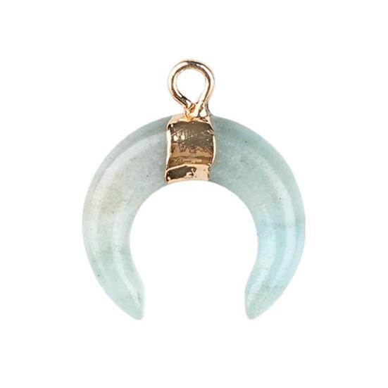 DIY Pendant Gold-Plated Edging Crescent Horn Design Natural Imitation Crystals Jade Necklace Bracelet Earrings Charm DIY Jewelry Making Accessories