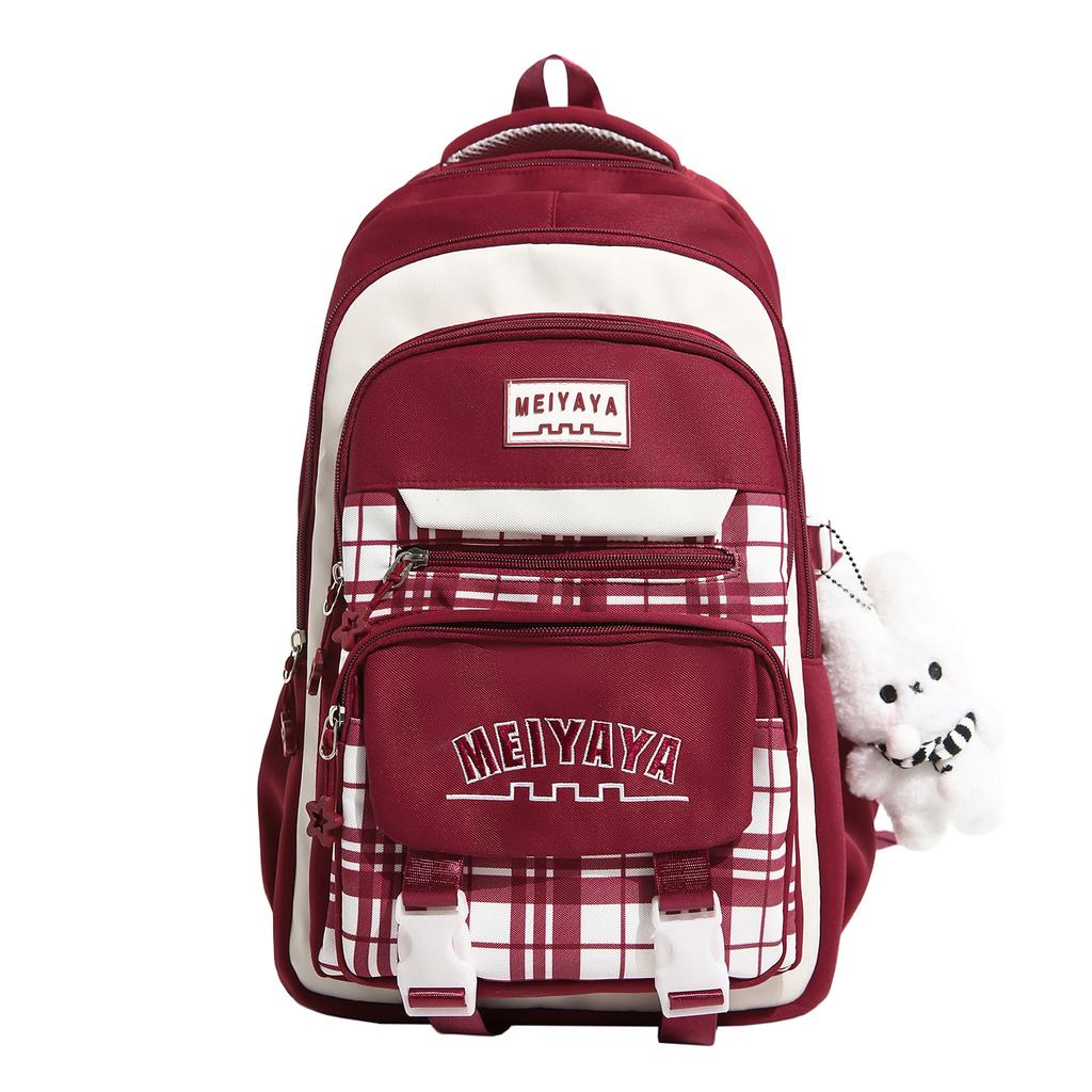 Schoolbag Junior High School Student Schoolbag Female Plaid Versatile High-value College Student Large-capacity High School Student Backpack Primary 