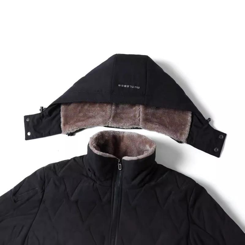 Autumn and Winter Plus Size Middleaged Men Thick Velvet Loose Short Casual Zipper Jacket Detachable Hooded Warm Casual Windproof Versatile Outerwear