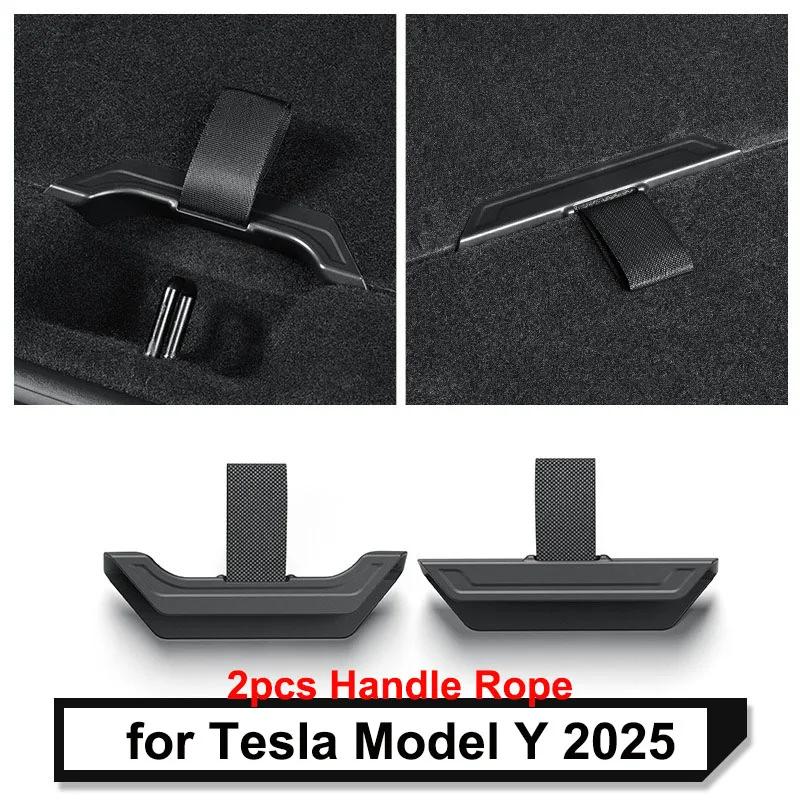 for Tesla Model Y Juniper 2025 2026 Car Rear Trunk Rope Draw String Hook Loop Organizer Trunk Cover Handle Interior Accessories