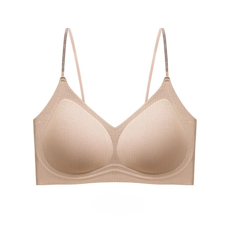 Diamond Thin Strap Soft Support Beautiful Back Bra, Wireless Lift Comfortable Seamless Lingerie for Women