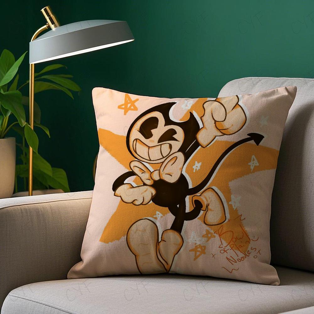 Game B-Bendy and the Ink M-Machine Pillow Case Pillowcase Anti-dustmite Pillow Invisible zipper silky short plush Sofa cushion c