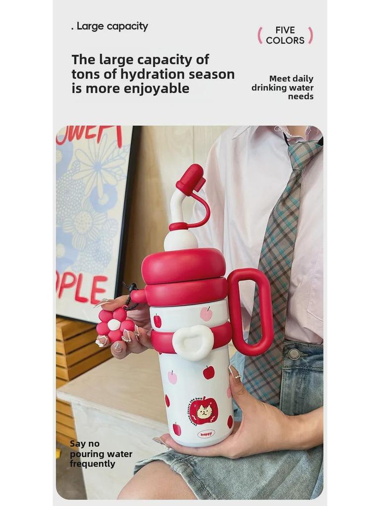 Termosmugg i rostfritt stål: Dam 2024 års utgåva - Kontor med stor kapacitet & Barns sugrörsiskopp