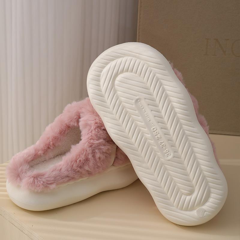 Cixi cotton slippers for autumn and winter new couples non-slip thickened bottom plush warm cotton drag for winter