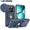 KEYSION Shockproof Armor Ring Stand Case for Redmi Note 15 Pro+ 5G Slide Camera Lens Protection Phone Cover for Redmi Note 15 4G 5G