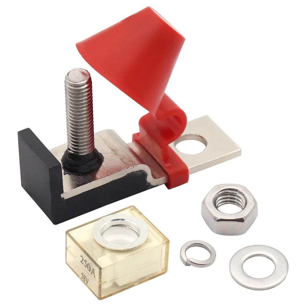 Fuse Base Battery Terminal Fuse Holder Terminal With Cover Ring-shaped Waterproof Fuse 58V 100/150/200/250/300A M8 Terminal