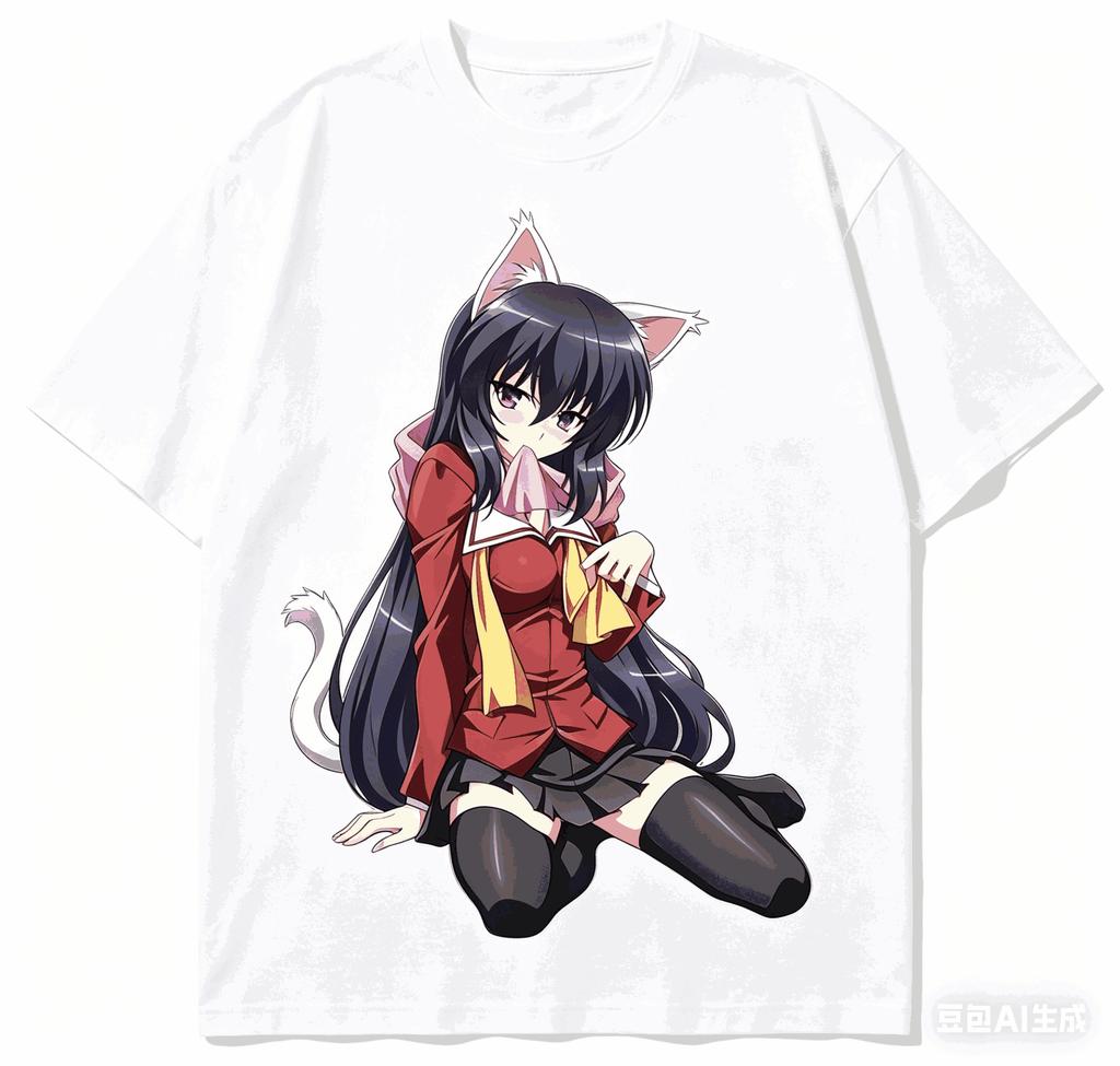 Omamori Himari Cotton T-shirt New Model shirt personality Clothes Year round clothing Short Str