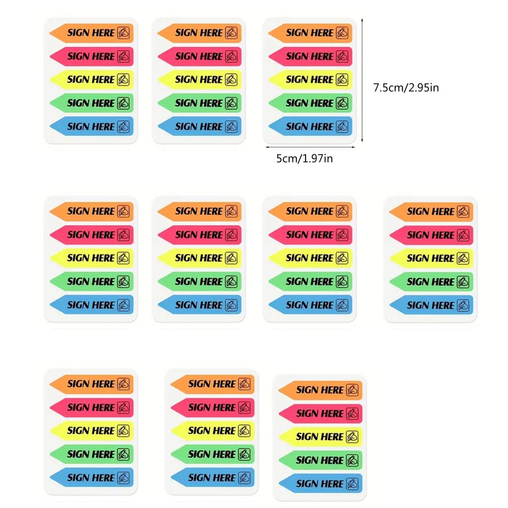 Sign Here Tabs Sign Date Stickers Arrow Flag Easy To Post for Office School Annotating Books Notary Books Reading