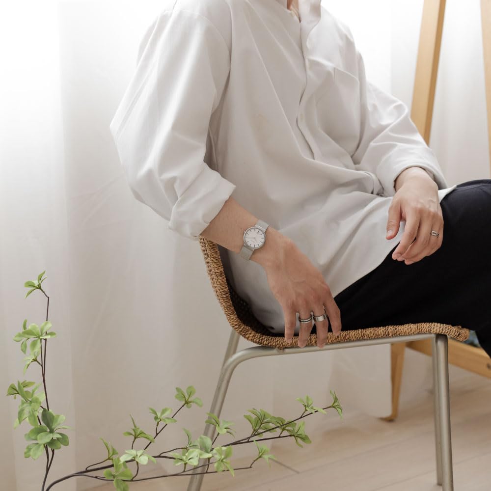 Montre Bering Classic Scandinavian Carved Mesh, Argent, 11035-004