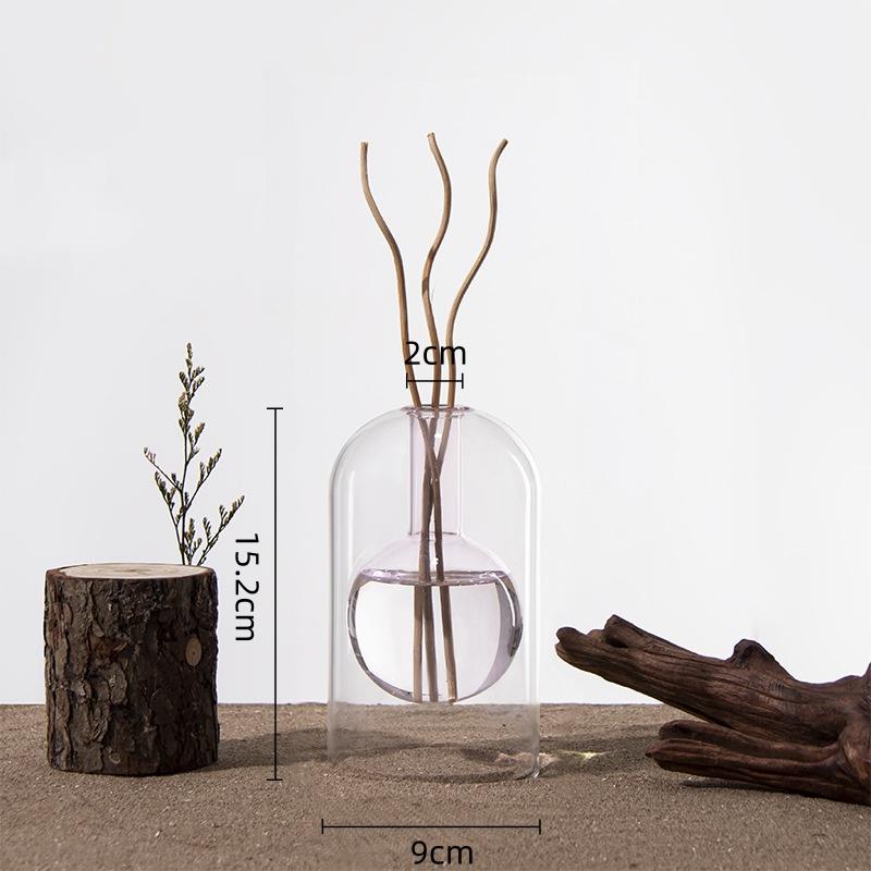 Transparent Double-layer Glass Vase Scented Bottle Candlestick Incense Base Terrarium Flower Vase Home Decoration Accessories