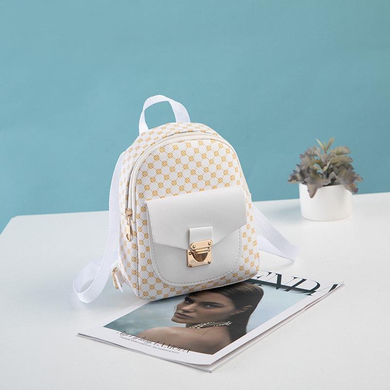 Mini Printed Lock Backpack Retro Trend One Mobile Phone Change Women's Bag