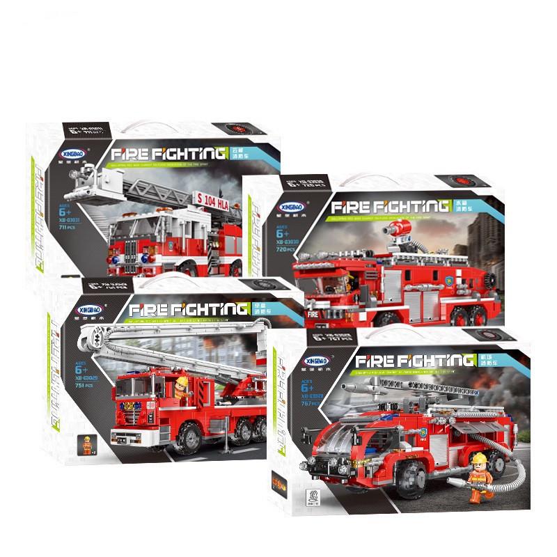Star Fort Aerial Ladder Fire Truck XB03031: Educational Building Block Toy for Kids