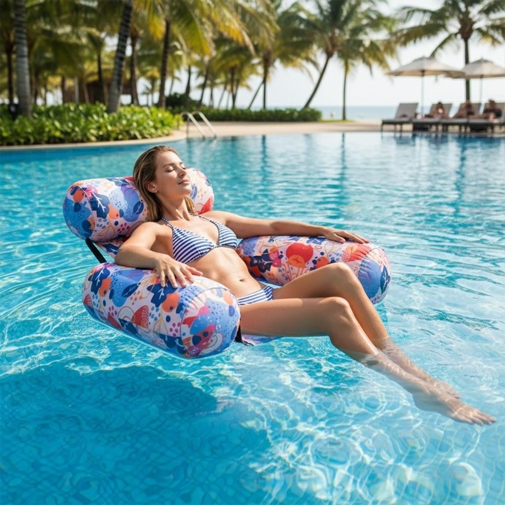 Leaves Pattern Inflatable Pool Float Recliner Design Water Hammock Floating Bed  Party Toy