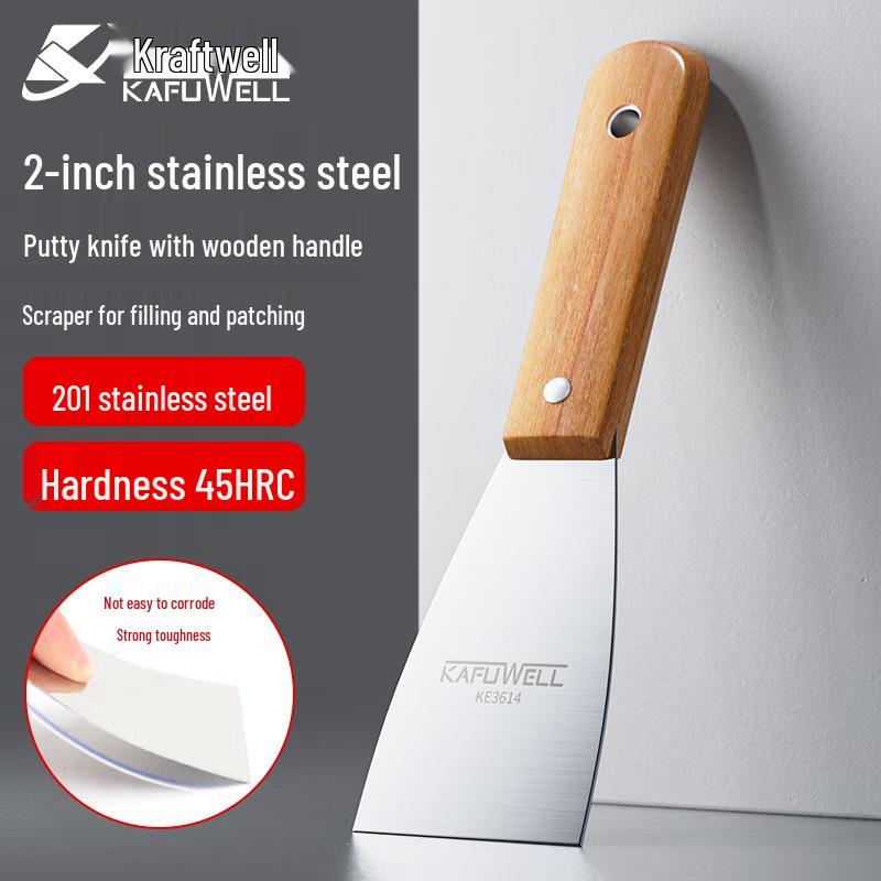 Kraftwelle Stainless Steel Putty Knife with Wooden Handle