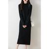 Pullover Casual Half-high Neck Solid Color Long Cashmere Sweater Dress for Women's Autumn and Winter New Knitted Straight Long Skirt
