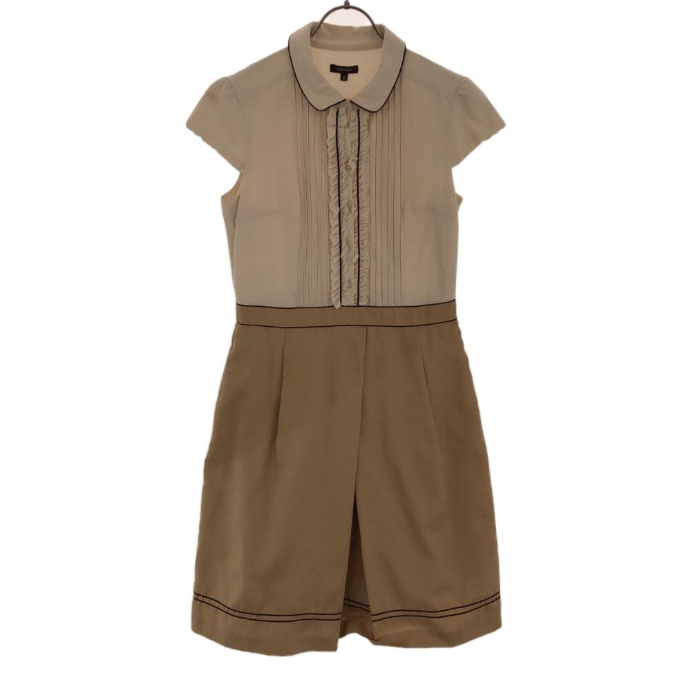 TOCCA Short Sleeve Switching One Piece 2 Beige Side Zip Women Used