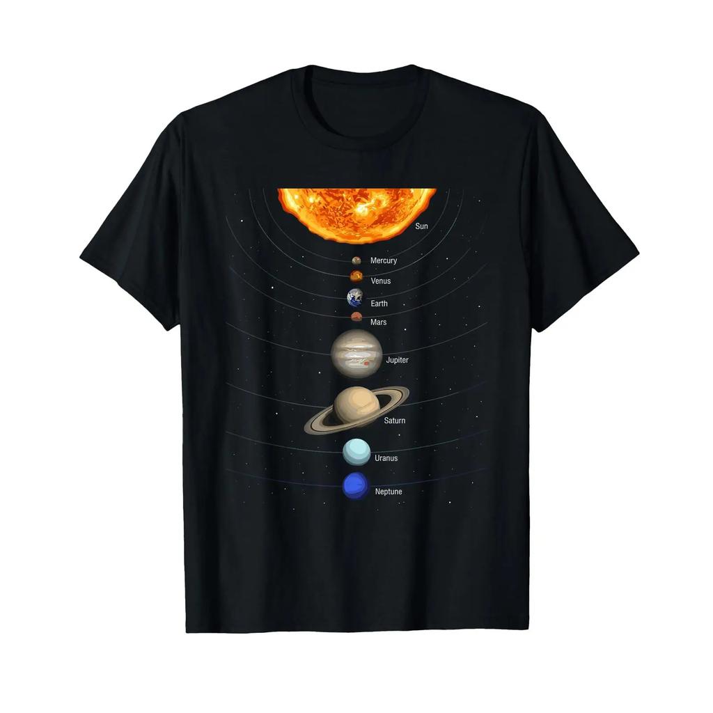 Solar System Planets Space Science Astronomy T Shirt Vintage Washed Stretched Unisex Top For Everyday Wear Slightly Homme