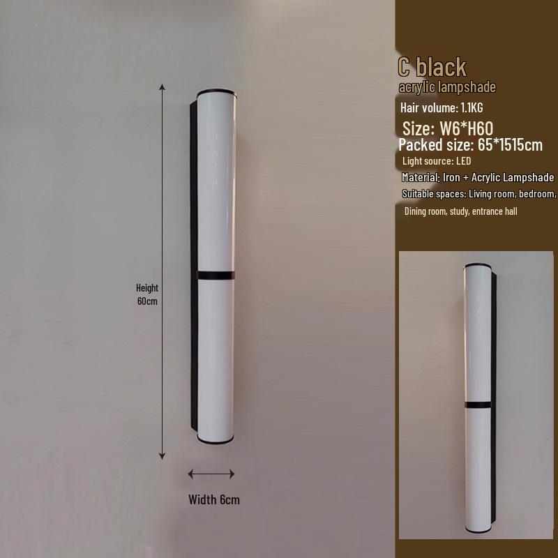 2025 Modern Chinese LED Strip Wall Lamp for Living Room, Faux Marble Design, Suitable for Villa, Hotel Corridor, or Staircase Lighting