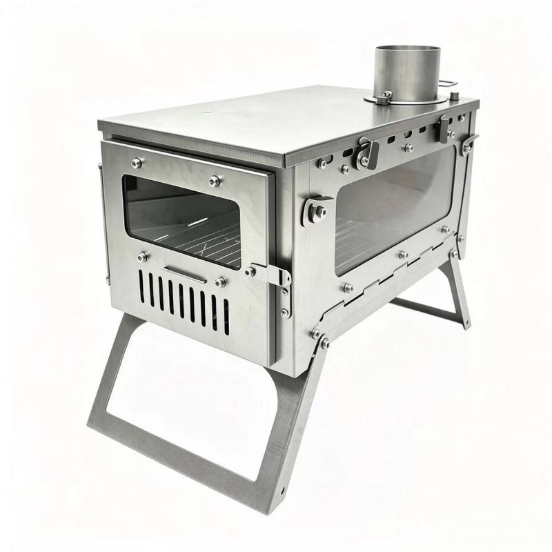 Portable Titanium Camping Wood Stove with Visible Heating for Tents